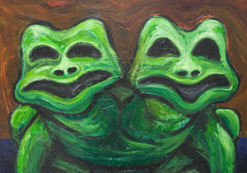 800x561 Two Headed Frog New, Odd, Strange, Weird, Eerie, Unusual - Creature Painting