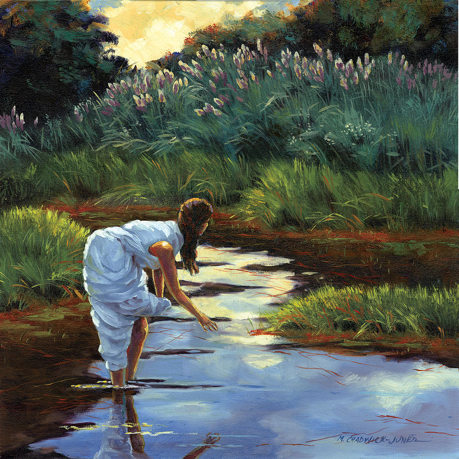900x900 Muhlfeld's Creek Painting By Marguerite Chadwick Juner - Creek Painting