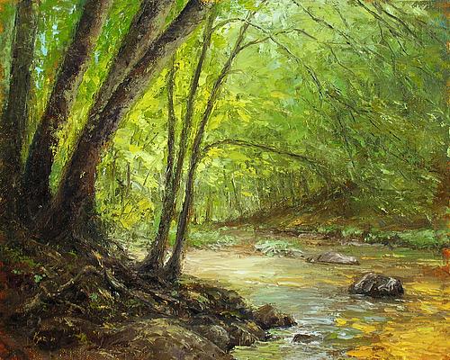 500x400 Rockaway Creek 8x10 In. Oil On Linen On Board - Creek Painting