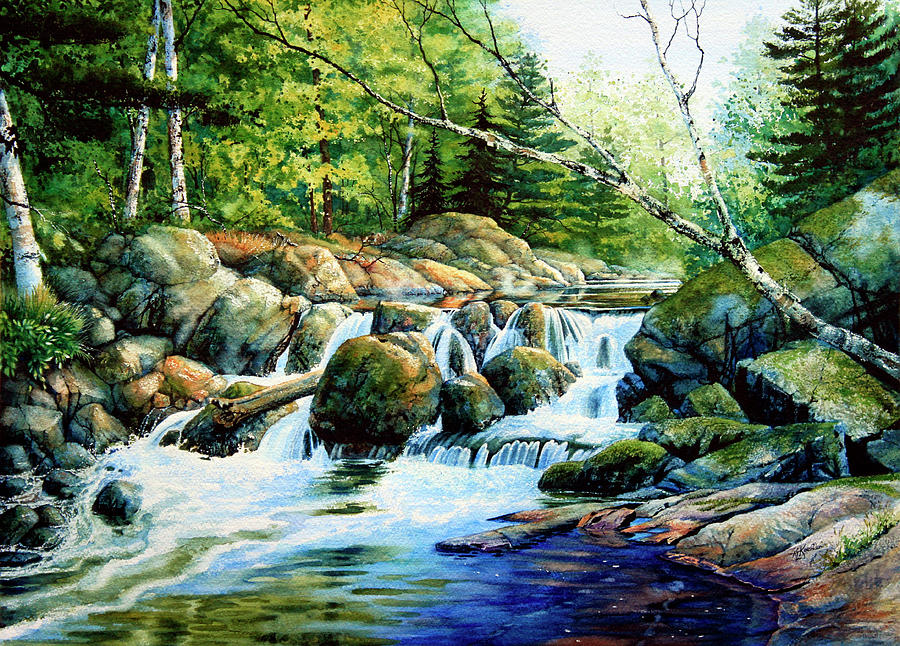 900x646 Sunfish Creek Painting By Hanne Lore Koehler - Creek Painting