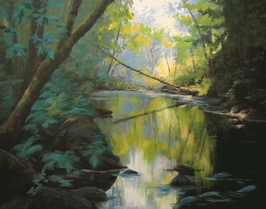 900x707 Champagne Creek Painting By Karen Ilari - Creek Painting