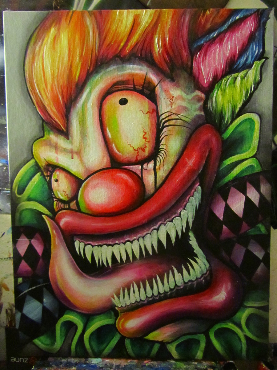 Evil Clown Ii By Gracyg89 - Creepy Clown Painting. 
