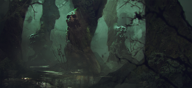 800x366 Creepy Forest By Ralvar - Creepy Forest Painting