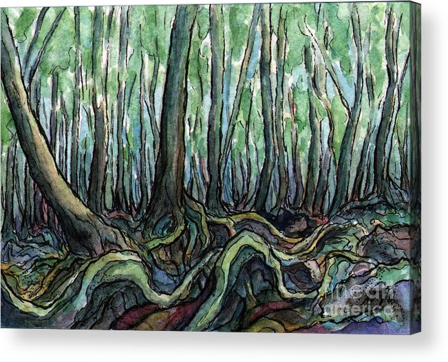 651x525 Sm005 Creepy Forest Acrylic Print By Kirohan Art - Creepy Forest Painting