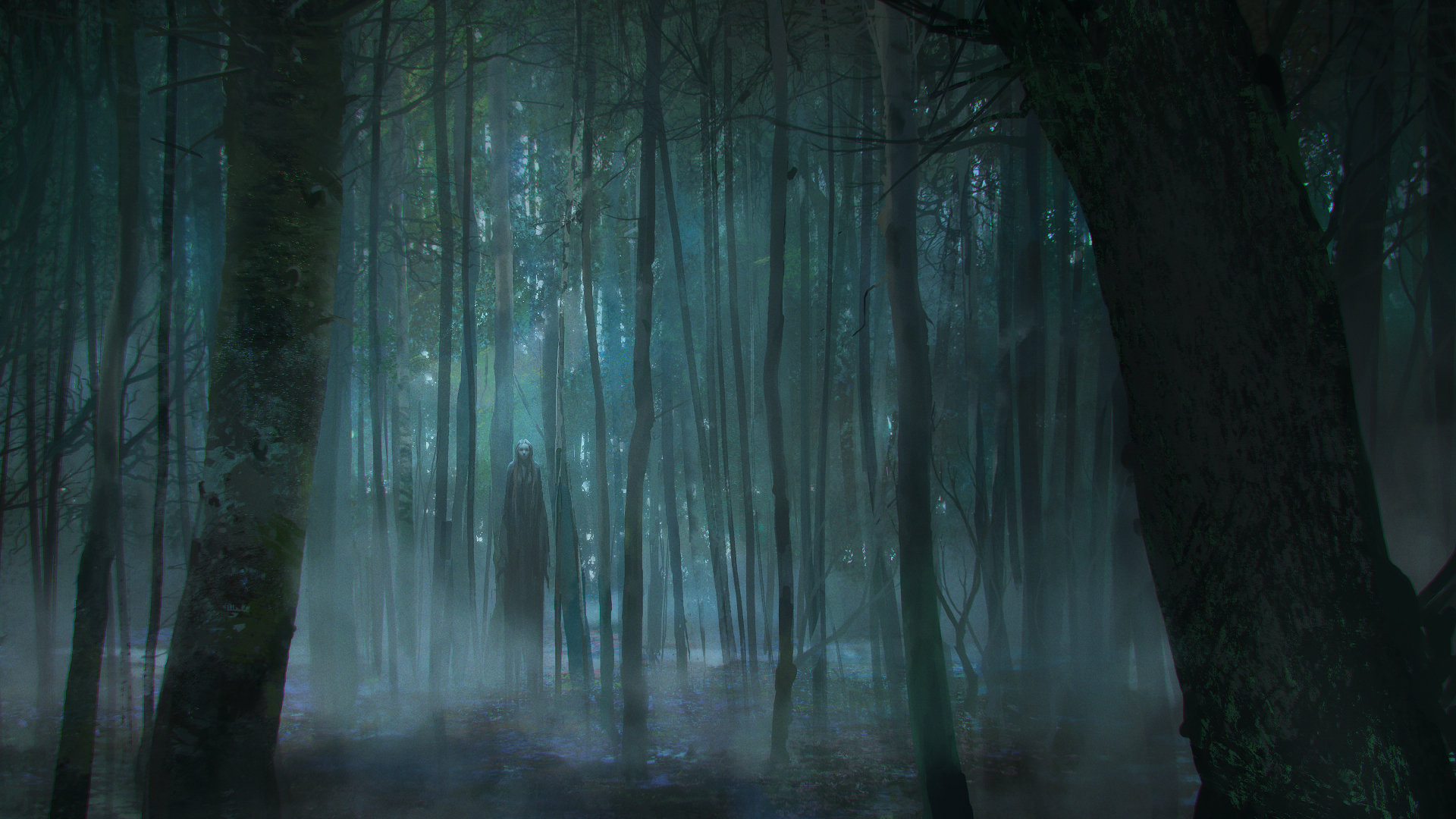 1920x1080 Artstation - Creepy Forest Painting