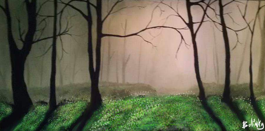 900x447 Creepy Forest Painting By Gary Bolinky - Creepy Forest Painting