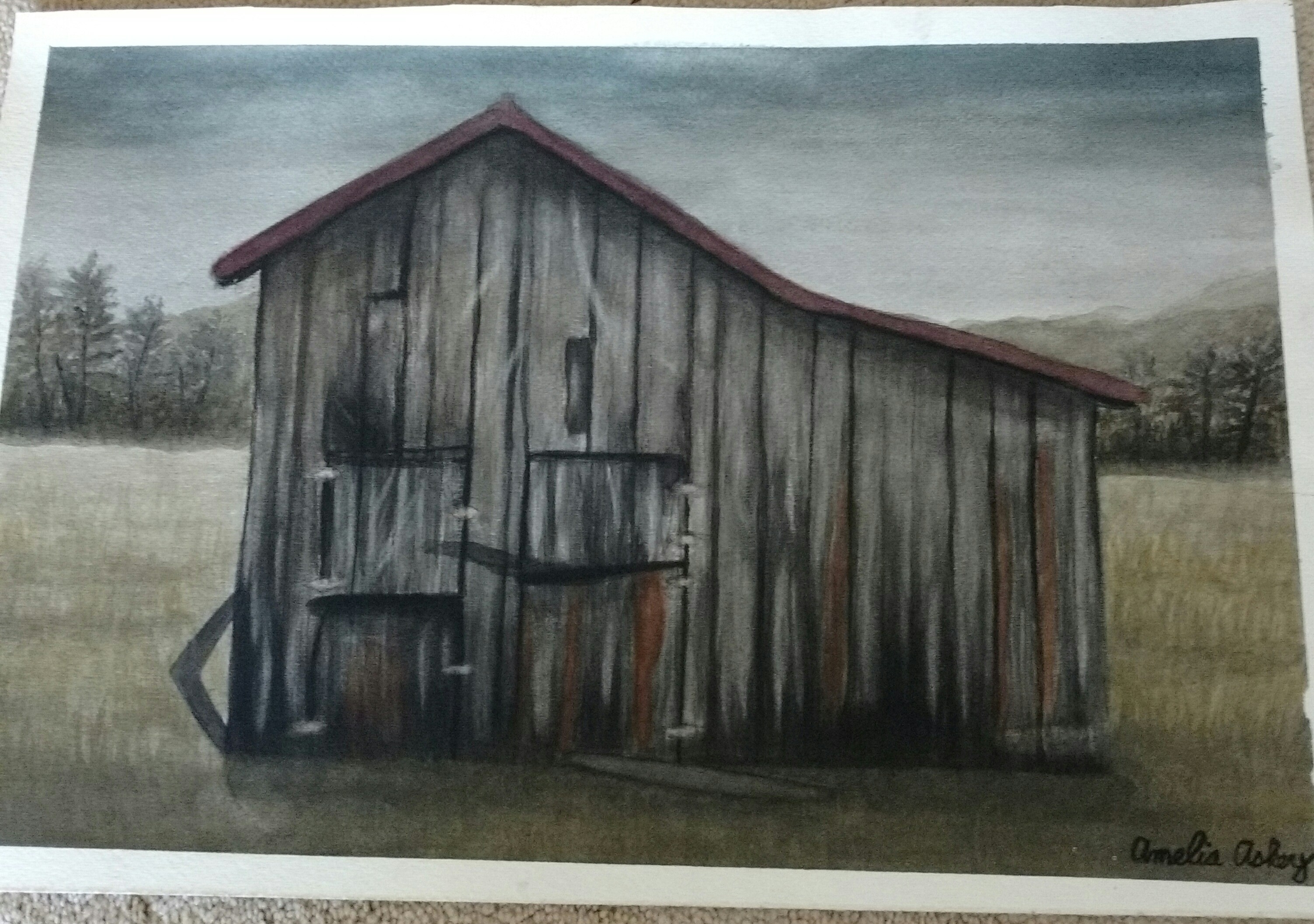 3006x2114 Creepy Old Barn Watercolor Painting Ameliaaskey12396 Foundmyself - Creepy Old Painting