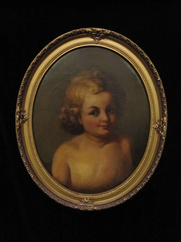 600x800 Framed Oval Unsigned Old Masters Oil Painting On Relined Canvas - Creepy Old Painting