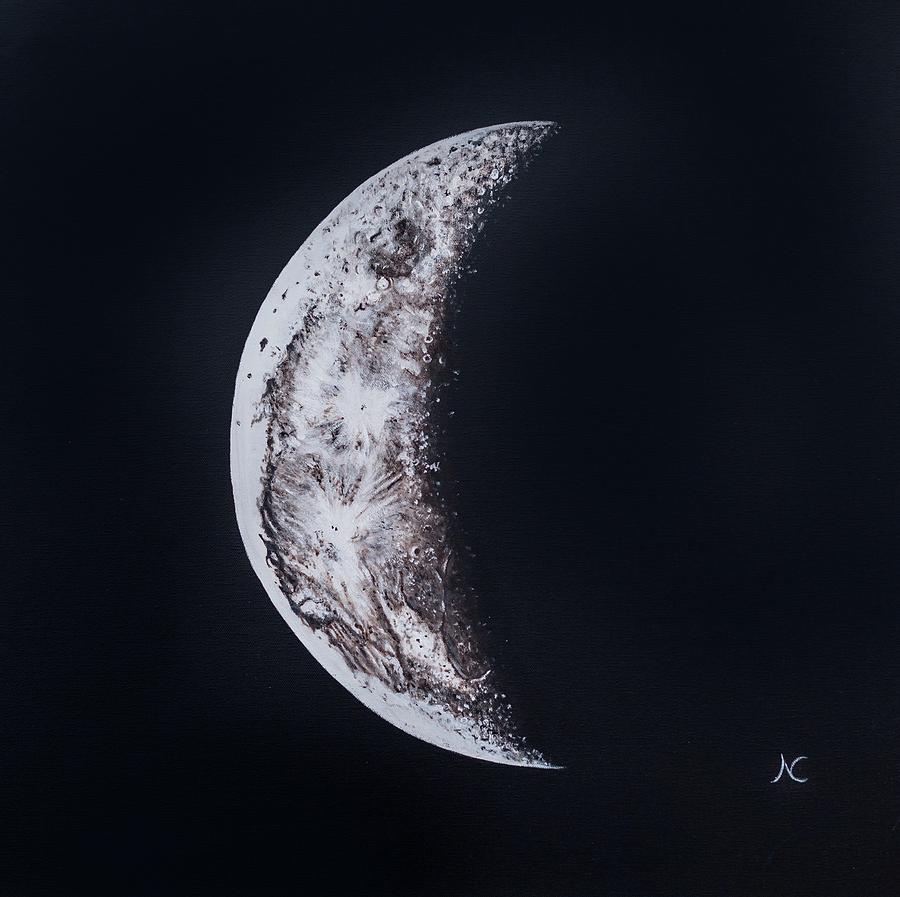 900x897 Crescent Moon Painting By Neslihan Ergul Colley - Crescent Moon Painting