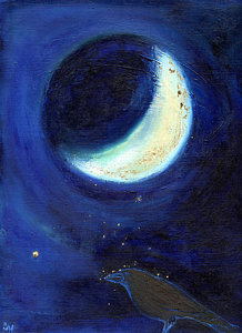218x300 Crescent Moon Paintings Fine Art America - Crescent Moon Painting