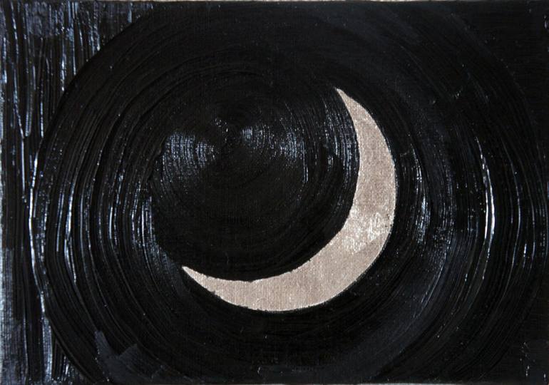 770x540 Saatchi Art Black Crescent Moon Painting By Emiko Ishida - Crescent Moon Painting