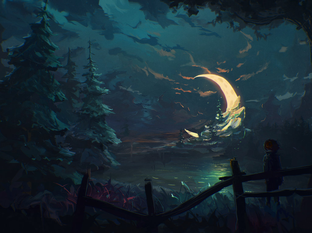 1024x764 Landscape - Crescent Moon Painting