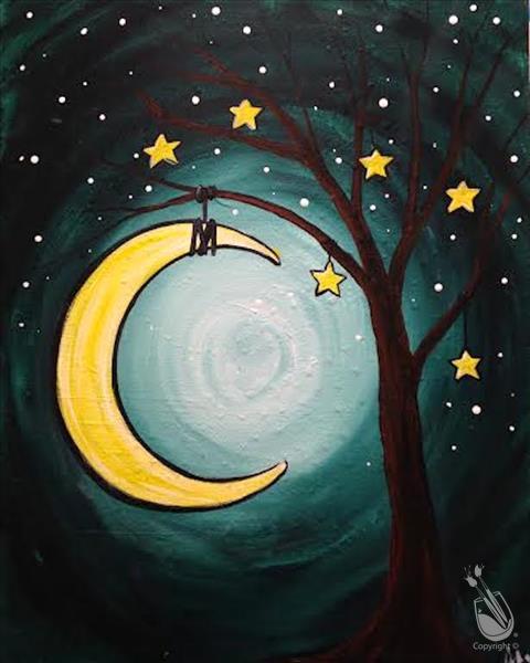 480x600 Crescent Moon Dream Tree - Crescent Moon Painting