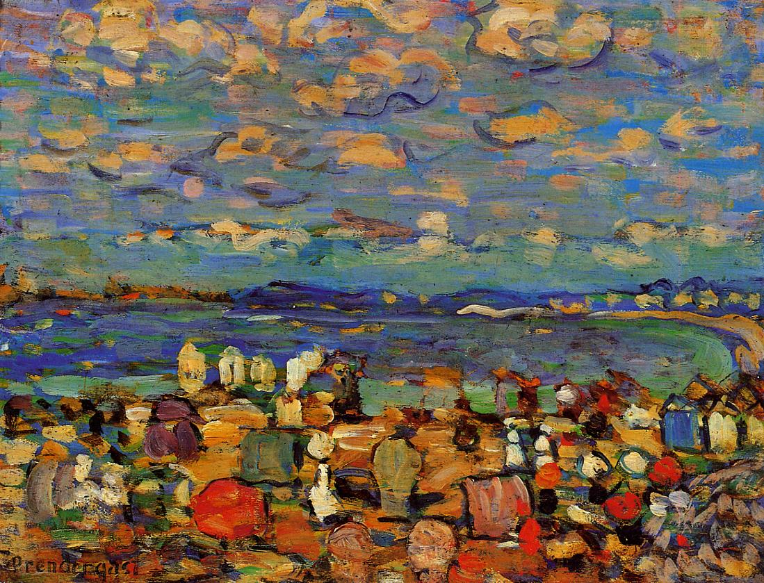 1099x839 Crescent Beach Painting Maurice Prendergast Oil Paintings - Crescent Painting