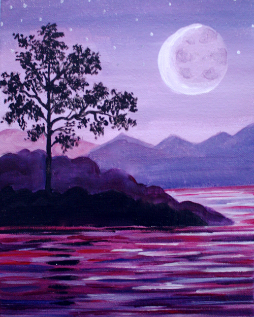 500x625 Paint Nite Violet Crescent Bay - Crescent Painting