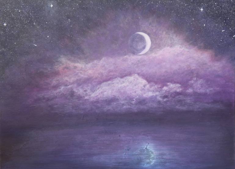 770x556 Saatchi Art The Night Of The Crescent Painting By Krystal Gray - Crescent Painting