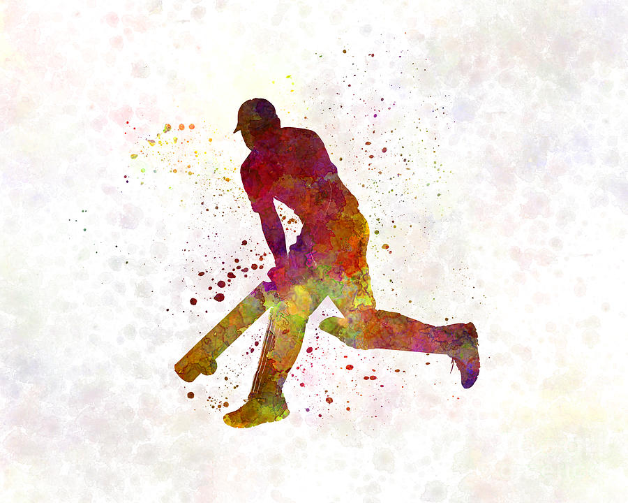 900x720 Cricket Player Batsman Silhouette 03 Painting By Pablo Romero - Cricket Painting