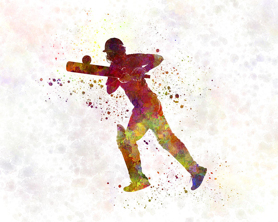 900x720 Cricket Player Batsman Silhouette 06 Painting By Pablo Romero - Cricket Painting