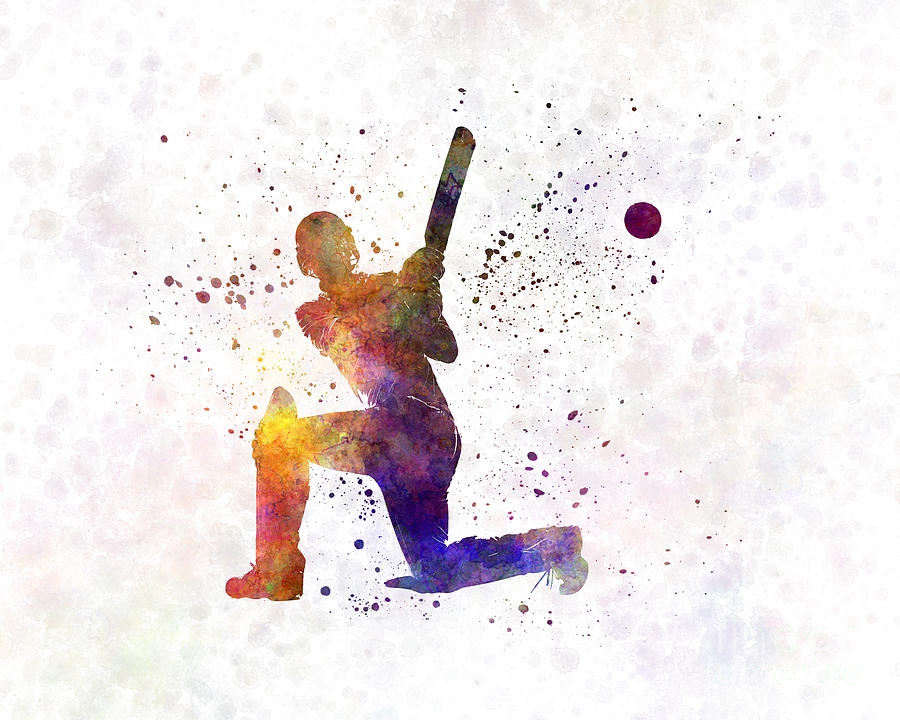 900x720 Cricket Player Batsman Silhouette 08 Painting By Pablo Romero - Cricket Painting