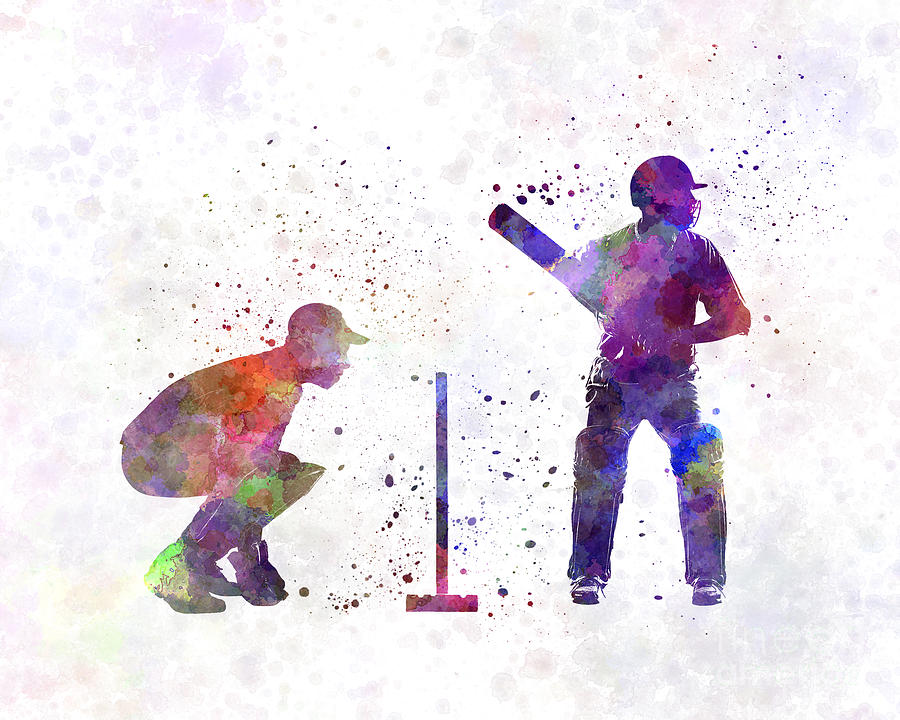 900x720 Cricket Player Silhouette Painting By Pablo Romero - Cricket Painting