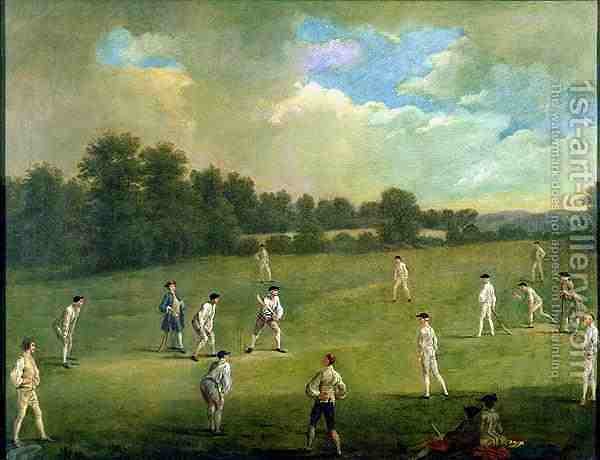 600x460 Cricket As Played In The Mary Le Bone Fields Francis Hayman - Cricket Painting