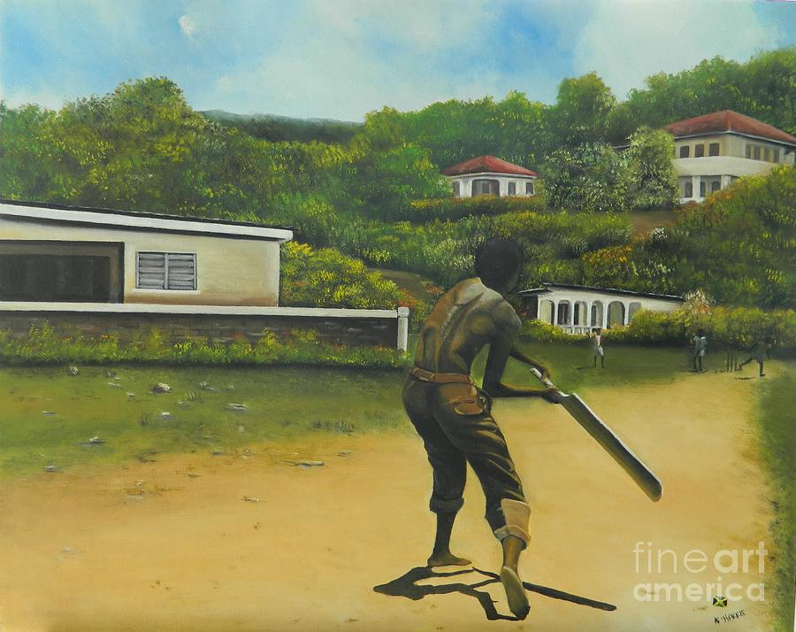 900x714 Village Cricket Painting By Kenneth Harris - Cricket Painting