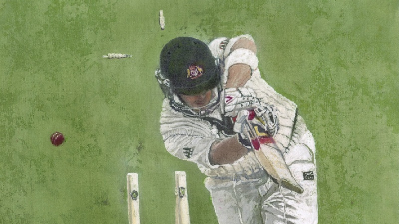 800x450 Cricket, Cricketer, Batsman, Michael Clarke, Howzat, Bowled Out - Cricket Painting