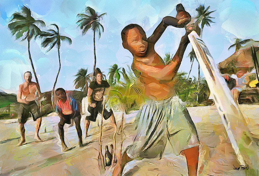 900x612 Caribbean Scenes - Cricket Painting