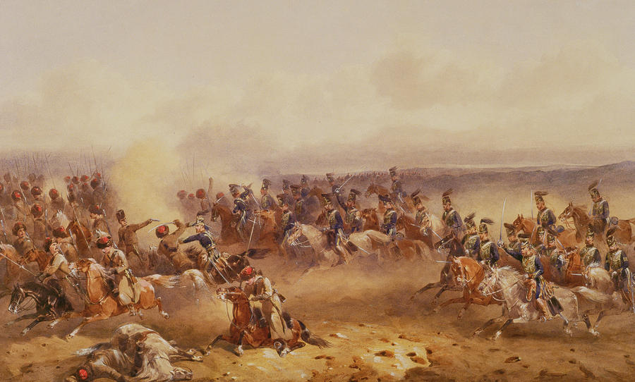 900x542 A Squadron Of The 10th Hussars Defeat The Russians At Tchernaya - Crimean War Painting
