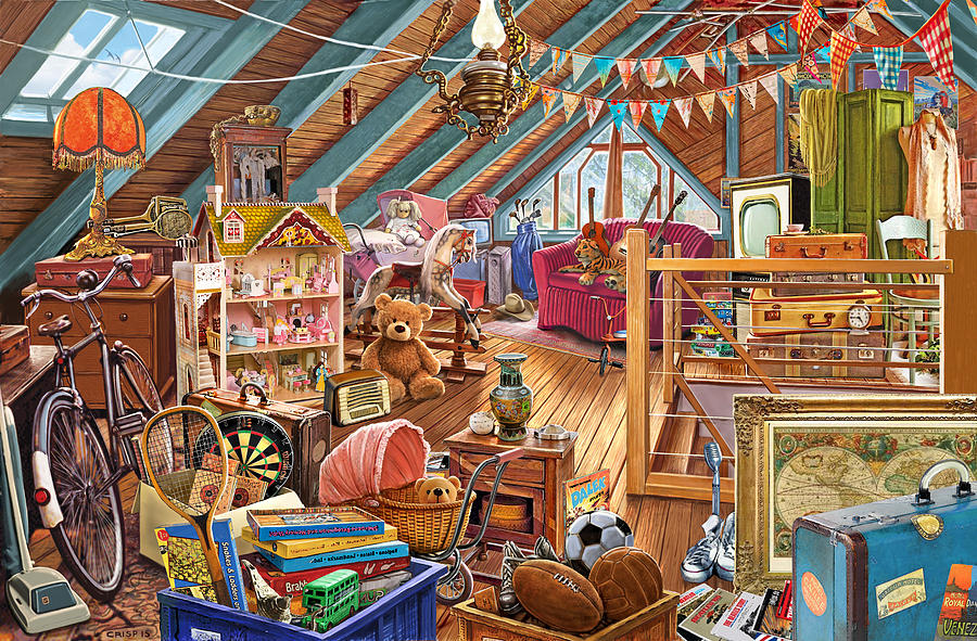 900x591 The Cluttered Attic Painting By Steve Crisp - Crisp Painting