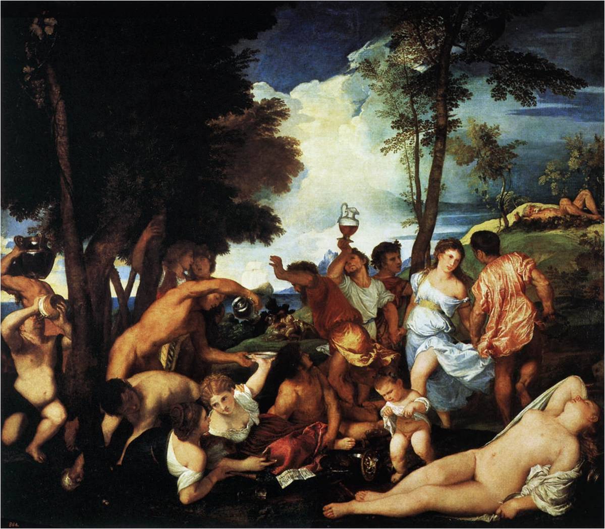 1199x1049 Titian The Bacchanal Of The Andrians Crisp Painting Anysize 50 - Crisp Painting