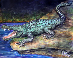 300x238 Crocodile Paintings - Crocodile Painting