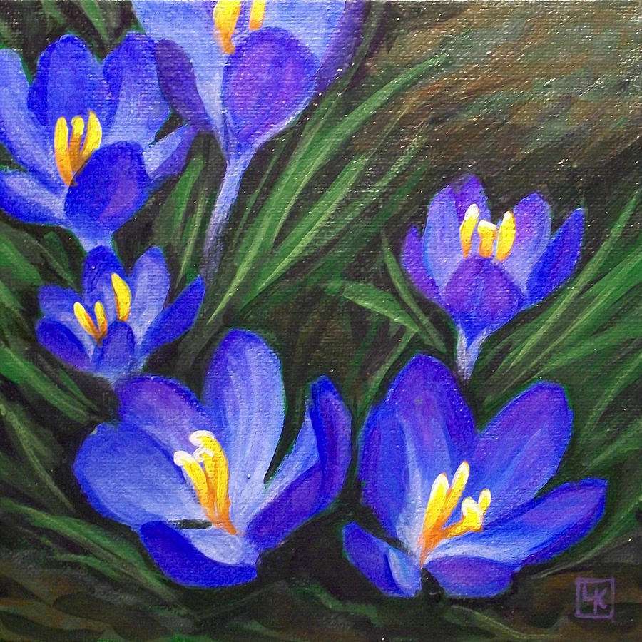 900x900 Spring Crocus Painting By Lisa Kretchman - Crocus Painting