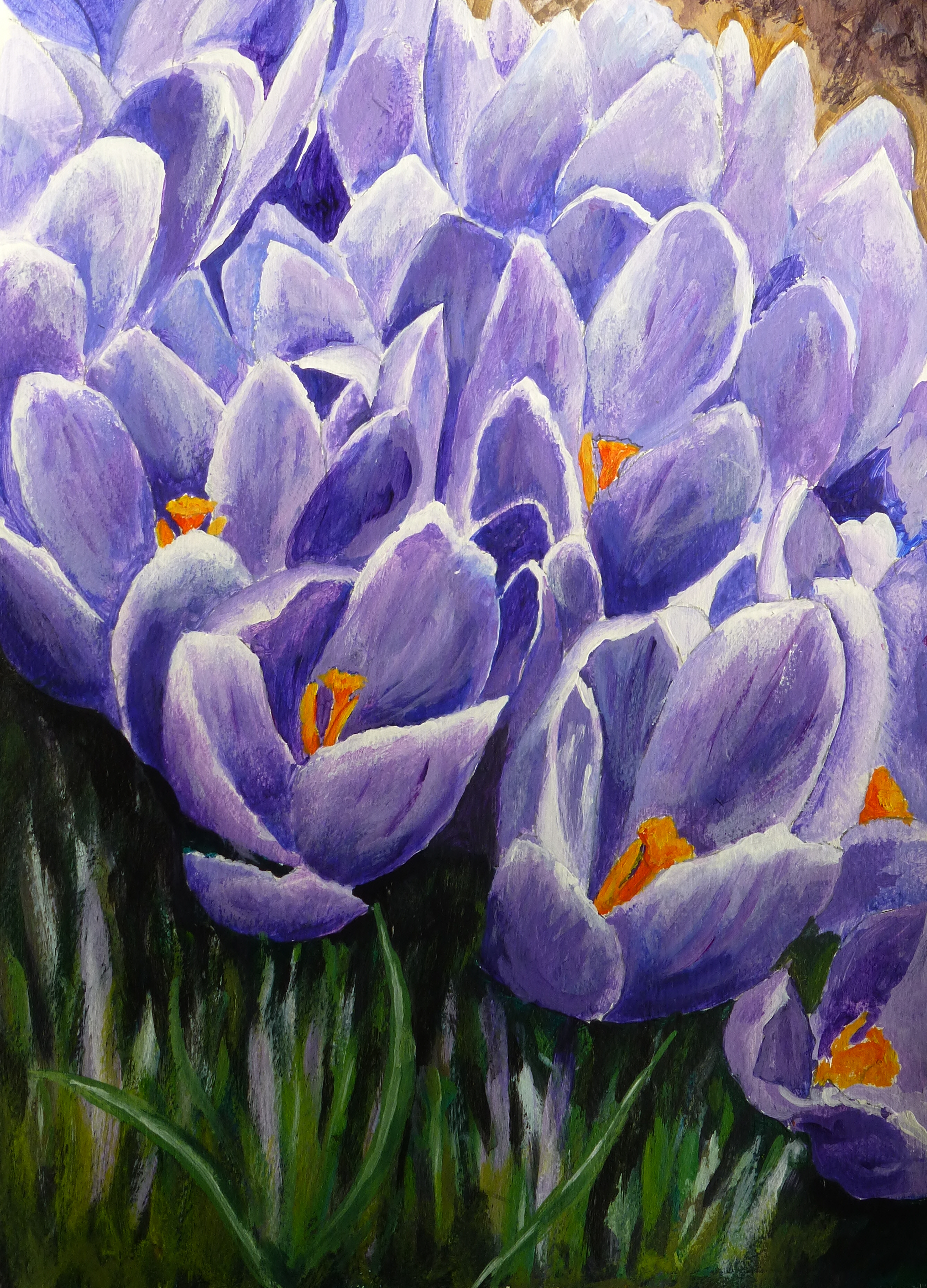 2674x3712 The Uncoiling Of Spring Acrylic Painting Graham Mcquade - Crocus Painting