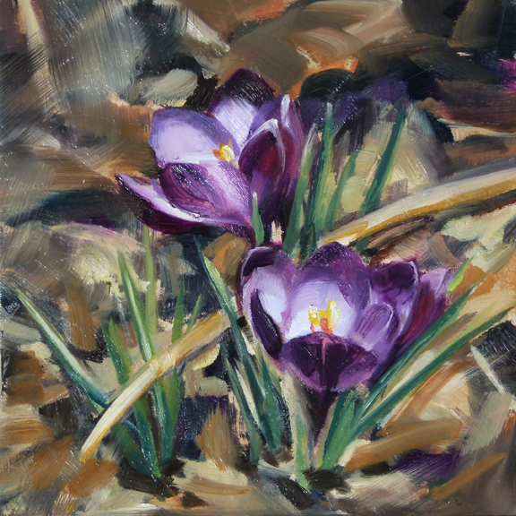 576x576 Crocuses Deb Anderson, Painting - Crocus Painting