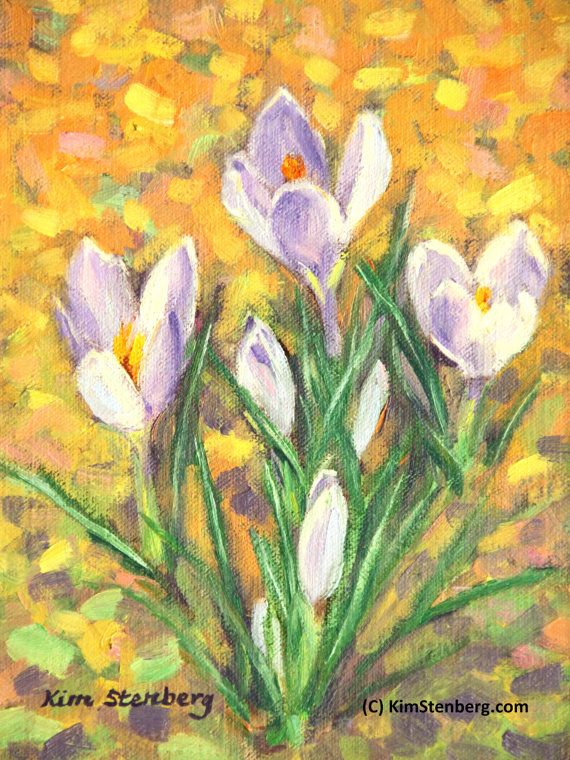 570x760 Crocus Painting, Original Oil Floral Painting, 8 X 6, Sunlit - Crocus Painting