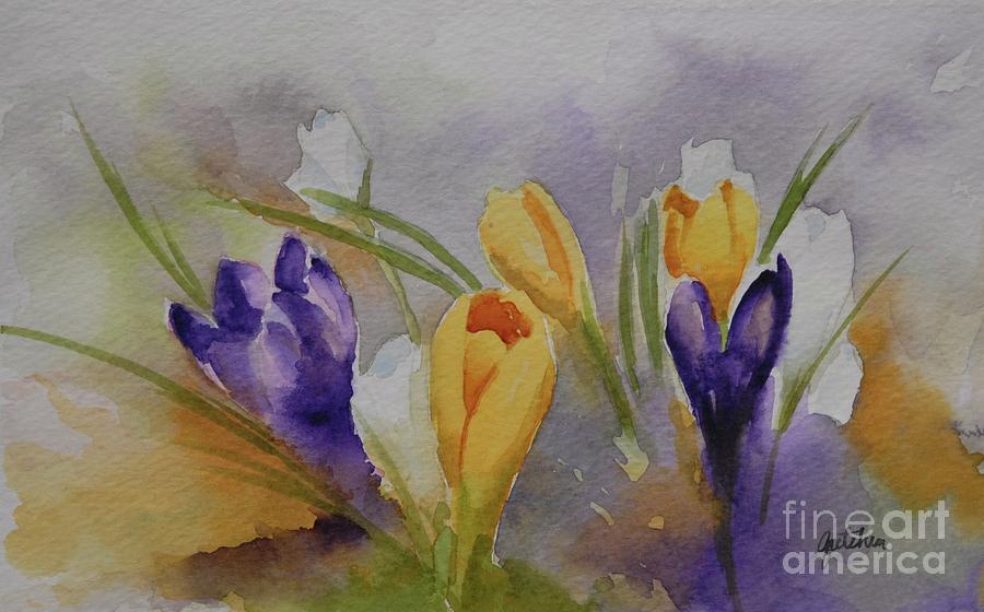 900x560 Crocus Painting By Gretchen Bjornson - Crocus Painting
