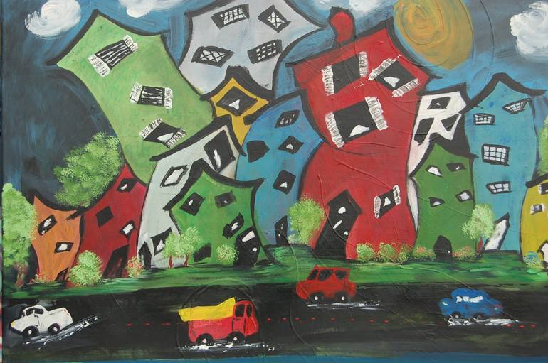 770x511 Saatchi Art Crooked Town Painting By Stacy Wilks Peloquin - Crooked Painting