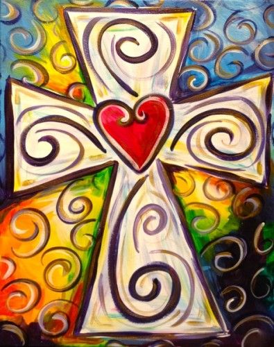 395x500 Colorful Cross Painting Crosses - Cross Canvas Painting