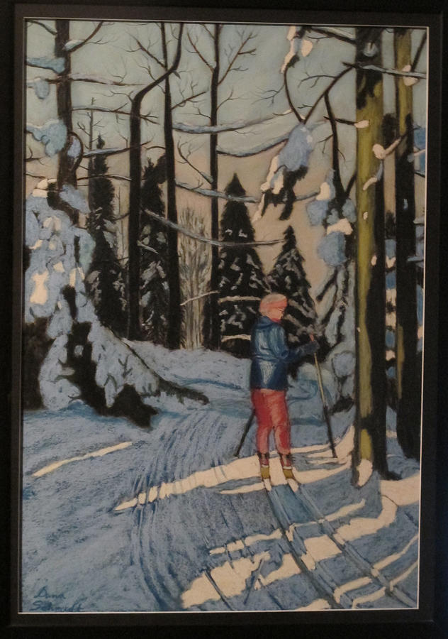 632x900 Cross Country Skiing In Upstate Ny Painting By Dana Schmidt - Cross Country Painting