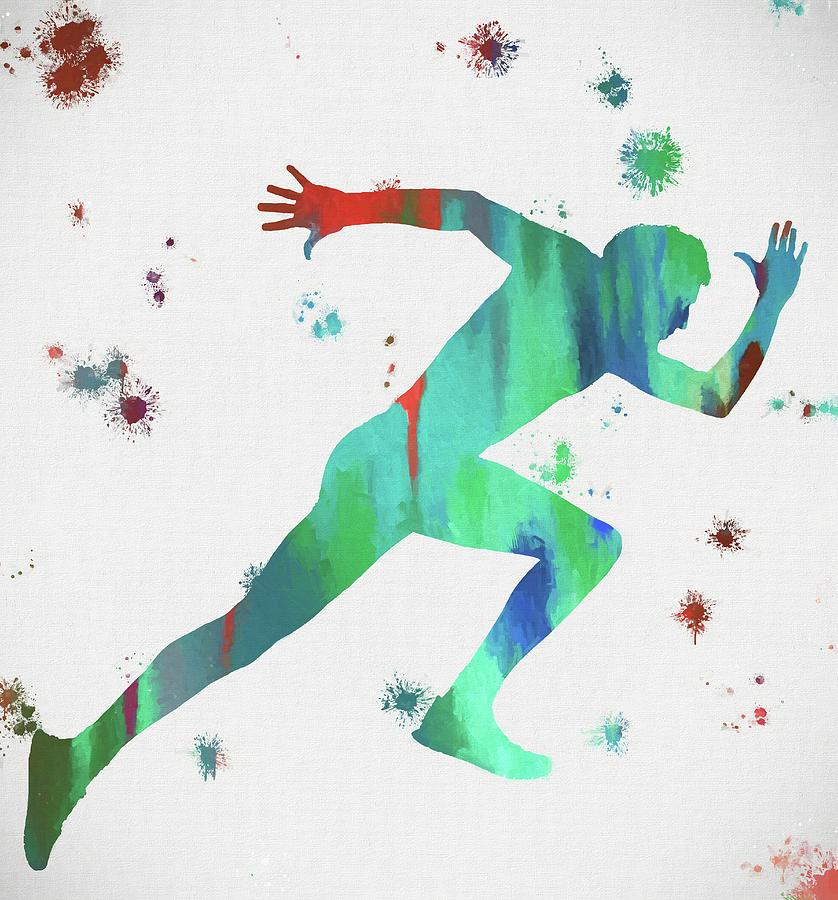 838x900 Running Man Paint Splatter Painting By Dan Sproul - Cross Country Painting