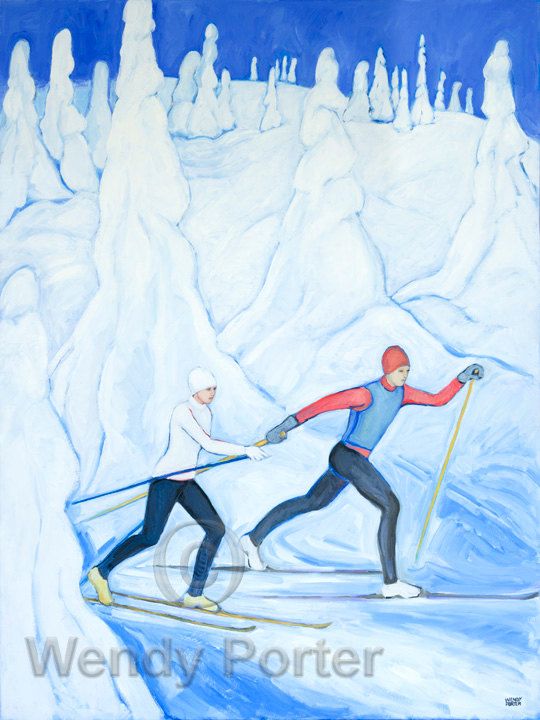 540x720 Cross Country Ski Painting - Cross Country Painting