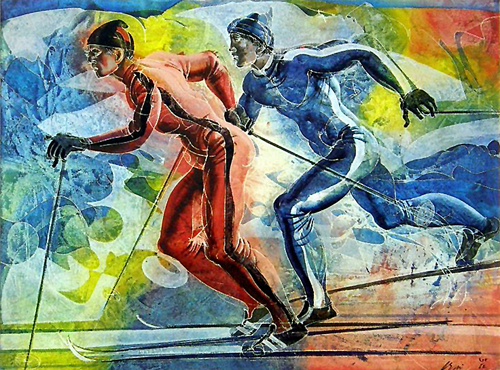 500x370 Artwork By Hans Erni - Cross Country Painting