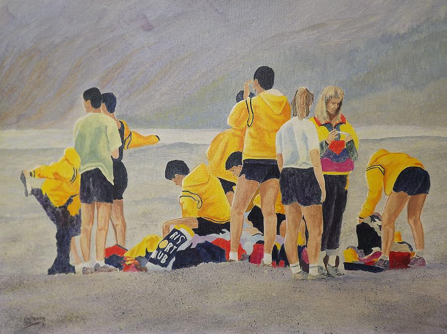 900x673 Cross Country Beach Run Painting By Richard Faulkner - Cross Country Painting