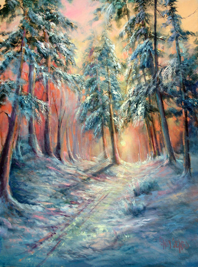669x900 Cross Country Ski Run Painting By Sally Seago - Cross Country Painting