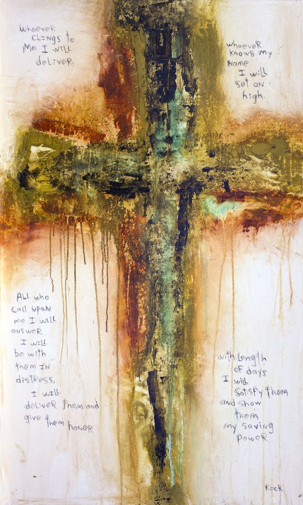 613x1023 Original Scripture Cross Art Painting By Michel Keck - Cross Painting
