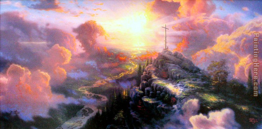 900x443 Thomas Kinkade The Cross Painting Anysize 50% Off - Cross Painting