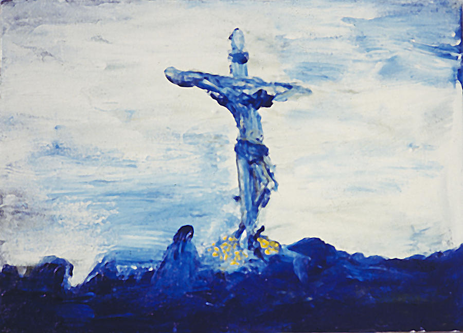 900x648 Blue Cross Painting By Carl Lundgren - Cross Painting