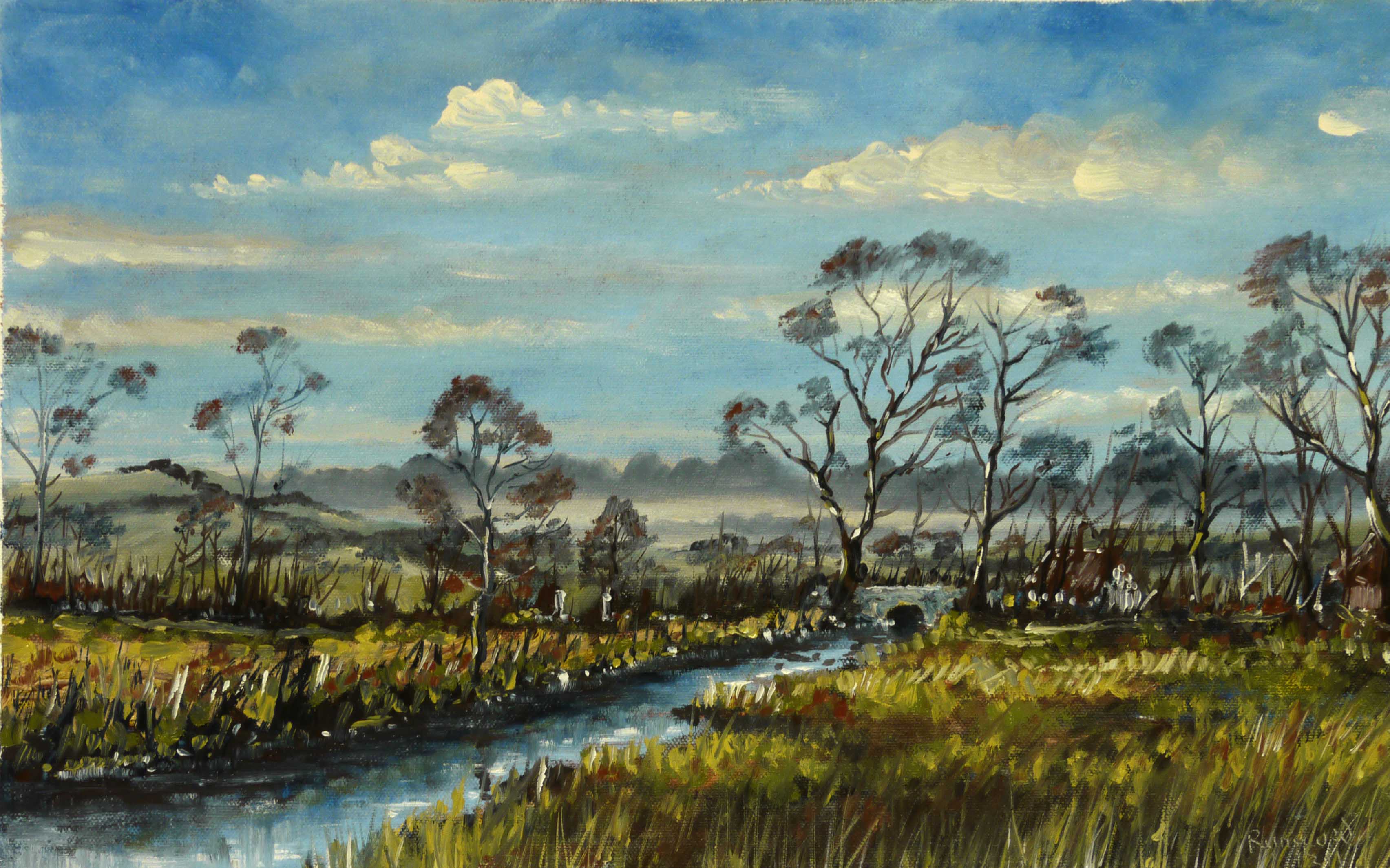 3409x2130 Morning - Crossroads Painting