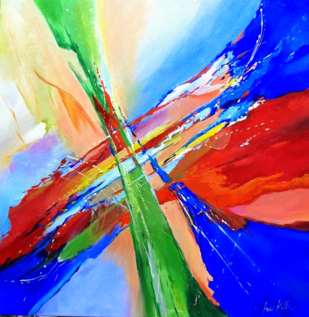 624x640 Abstract Artists International Crossroads Ll Abstract Landscape - Crossroads Painting